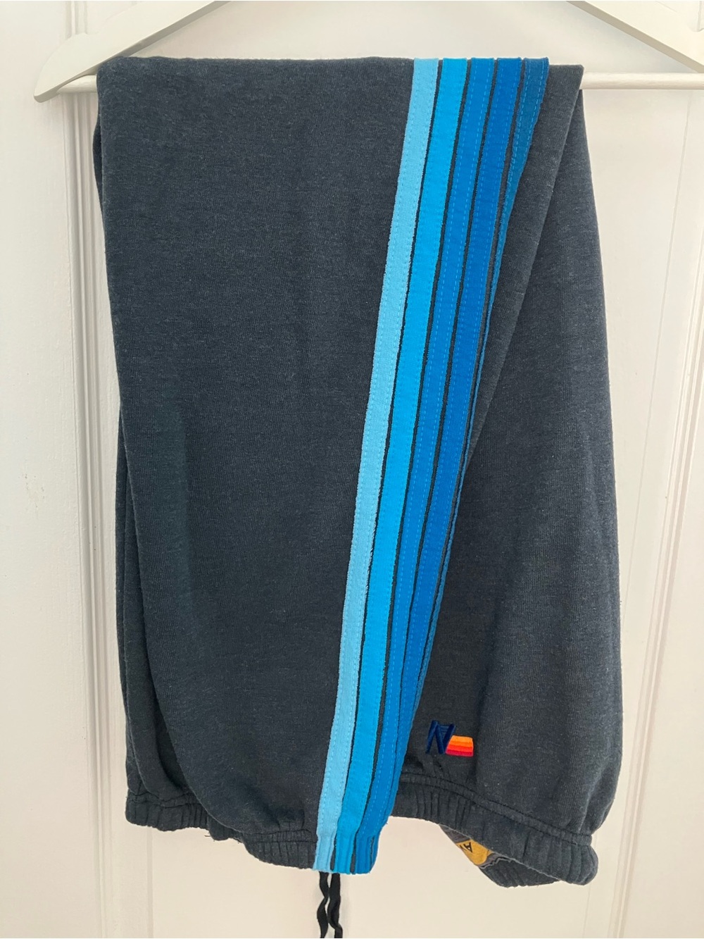 Aviator Nation Size L Dark charcoal blue 5 stripe sweat pants